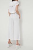 Штани з домішкою льону Love Moschino колір білий широке висока посадка