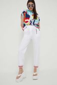 Штани Love Moschino жіночі колір білий пряме висока посадка