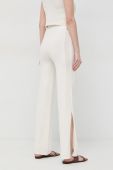 Штани з домішкою шовку Guess колір бежевий пряме висока посадка