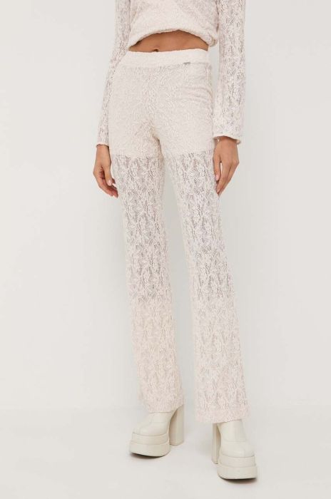 Штани Guess жіночі колір бежевий кльош висока посадка (3230187)