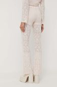 Штани Guess жіночі колір бежевий кльош висока посадка (3230187)