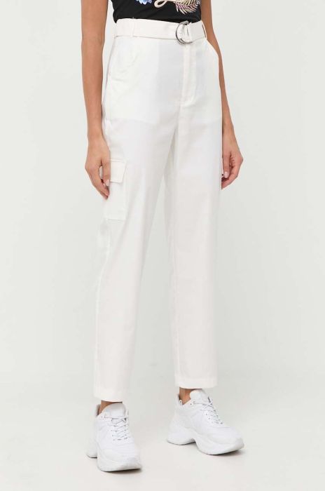 Штани Guess жіночі колір бежевий широке висока посадка (3230196)