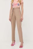 Штани Guess жіночі колір коричневий широке висока посадка (3230206)