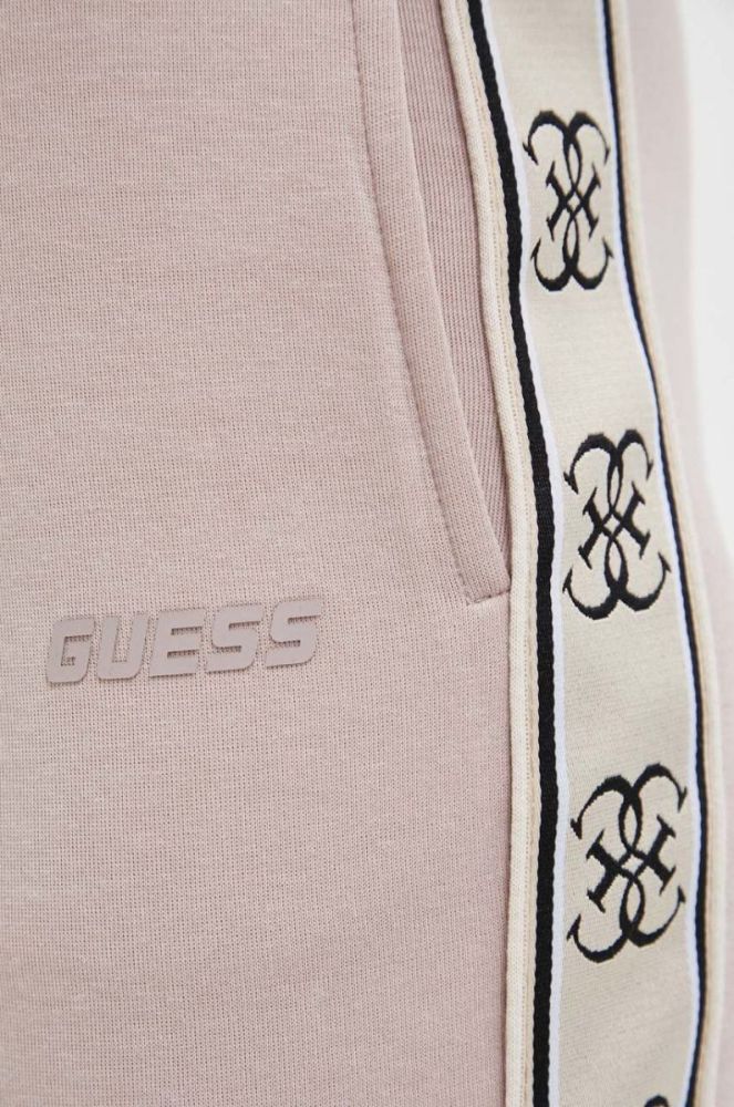 Спортивні штани Guess колір бежевий з аплікацією (3317394) фото 4