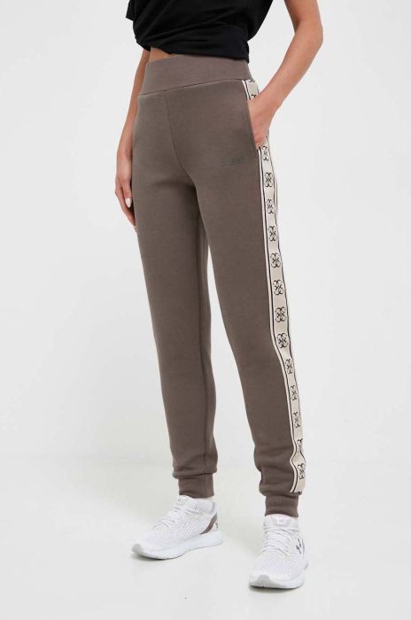 Спортивні штани Guess колір коричневий з аплікацією (3317389)