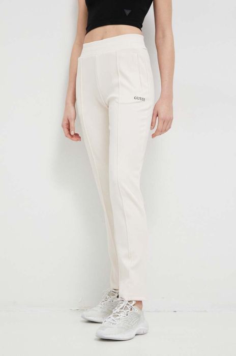 Спортивні штани Guess колір бежевий однотонні (3019934)