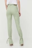 Штани з домішкою льону Patrizia Pepe колір зелений пряме висока посадка