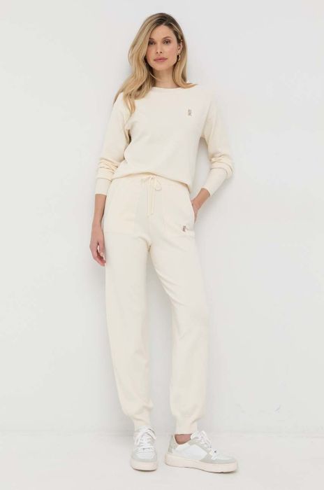 Спортивні штани Patrizia Pepe жіночі колір бежевий однотонні