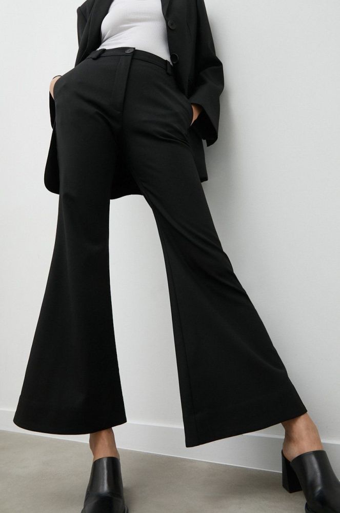 Штани з домішкою вовни By Malene Birger жіночі колір чорний кльош висока посадка