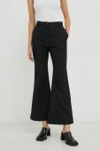 Штани з домішкою вовни By Malene Birger жіночі колір чорний кльош висока посадка