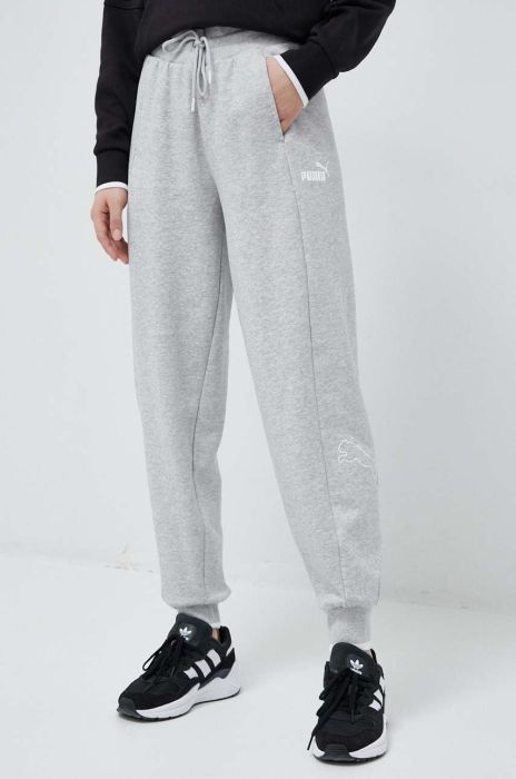 Спортивні штани Puma колір сірий з принтом (3078251)