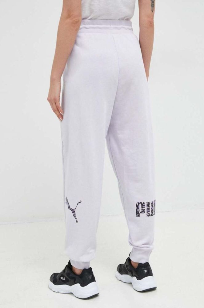Спортивні штани Puma колір фіолетовий з принтом (3078283) фото 3