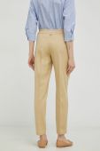 Штани з домішкою льону Twinset колір бежевий пряме висока посадка