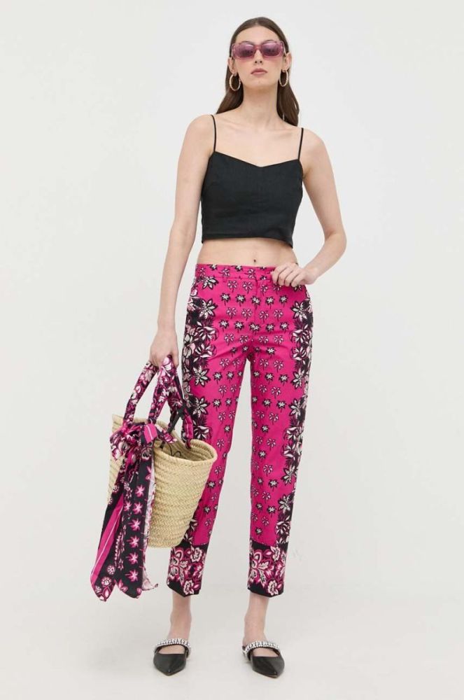 Бавовняні штани Red Valentino колір фіолетовий фасон сигарети середня посадка фото 2