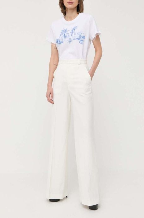 Штани з домішкою вовни Red Valentino колір бежевий пряме висока посадка