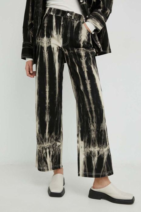 Бавовняні штани R?sum? жіночі колір чорний широке висока посадка