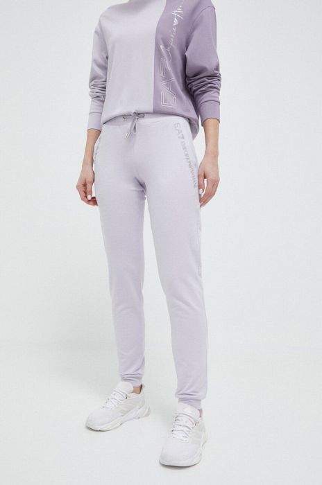 Спортивні штани EA7 Emporio Armani колір бежевий з принтом