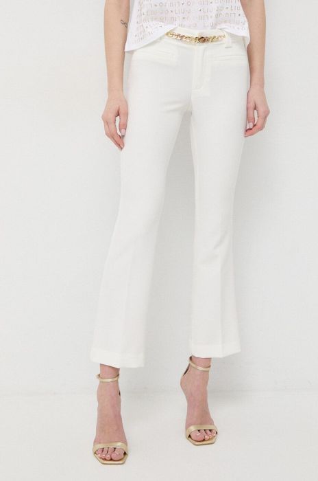 Штани Liu Jo жіночі колір бежевий облягаюче середня посадка