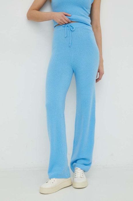 Штани з домішкою вовни American Vintage жіночі пряме висока посадка колір блакитний