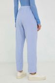 Вельветові штани American Vintage жіночі пряме висока посадка колір блакитний