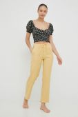 Штани Billabong жіночі колір жовтий пряме висока посадка