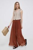 Штани Pennyblack жіночі колір коричневий широке висока посадка (3213313)