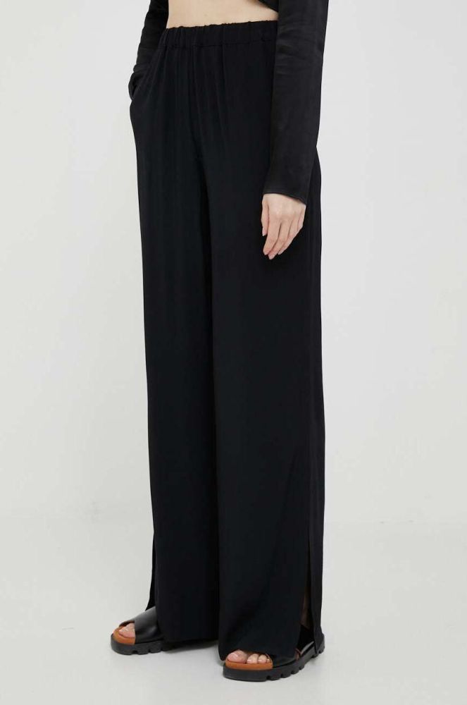 Штани Sisley жіночі колір чорний пряме висока посадка (3251133)