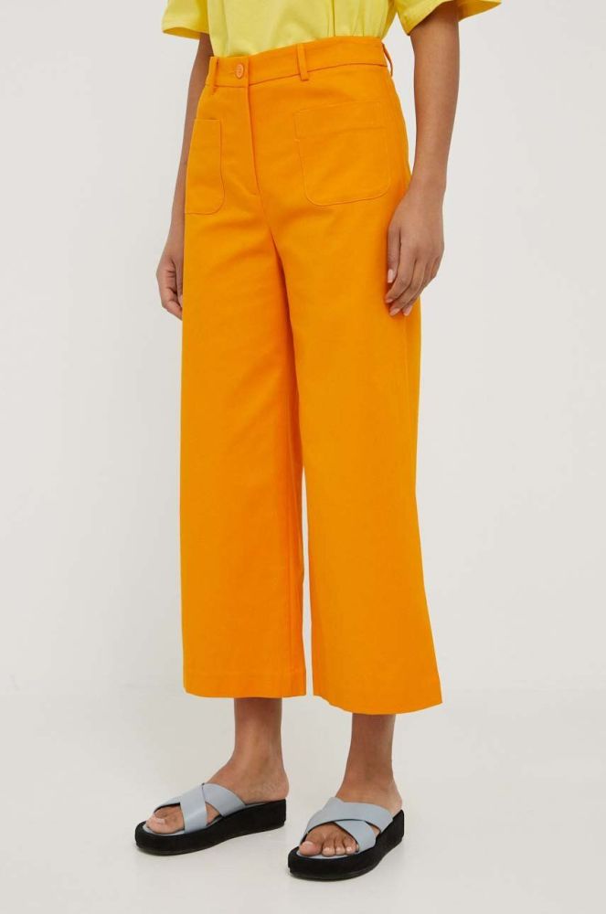Штани Sisley жіночі колір помаранчевий широке висока посадка