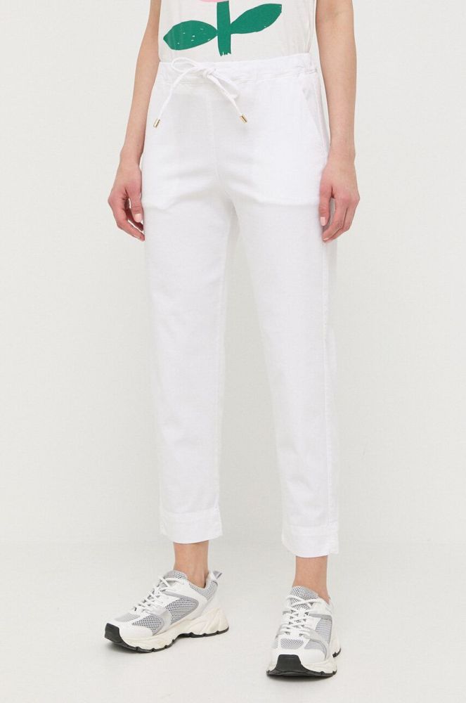 Штани Max Mara Leisure жіночі колір білий пряме висока посадка