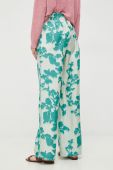 Шовкові штани Max Mara Leisure колір зелений широке висока посадка