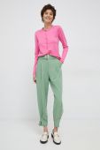 Штани United Colors of Benetton жіночі колір зелений пряме висока посадка (3071175)