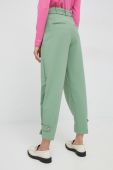Штани United Colors of Benetton жіночі колір зелений пряме висока посадка (3071175)