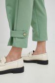 Штани United Colors of Benetton жіночі колір зелений пряме висока посадка (3071175)