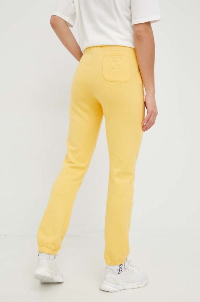 Бавовняні спортивні штани Billabong X SMILEY жіночі колір жовтий з принтом фото 3
