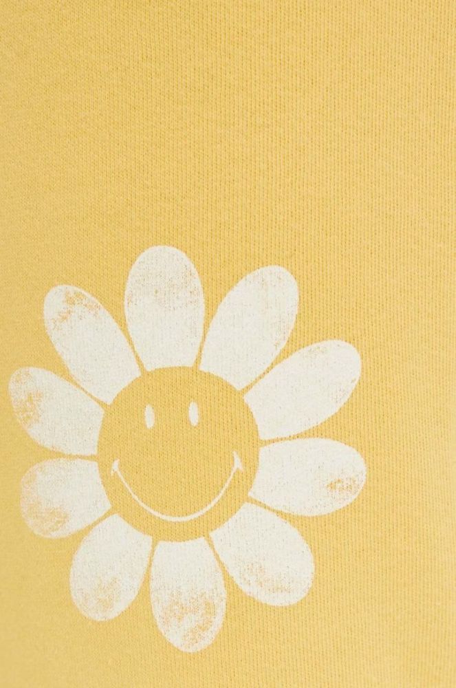 Бавовняні спортивні штани Billabong X SMILEY жіночі колір жовтий з принтом фото 4