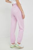 Бавовняні спортивні штани Billabong X SMILEY жіночі колір фіолетовий з принтом