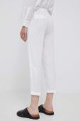 Льняні штани United Colors of Benetton колір білий пряме висока посадка
