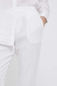 Льняні штани United Colors of Benetton колір білий пряме висока посадка