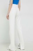 Штани HUGO жіночі колір білий пряме висока посадка