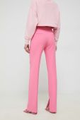 Штани HUGO жіночі колір рожевий пряме висока посадка (3058472)
