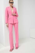 Штани HUGO жіночі колір рожевий пряме висока посадка (3058472)