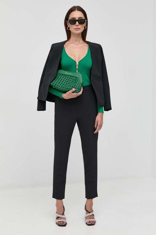 Штани Pinko жіночі колір чорний фасон сигарети висока посадка фото 2