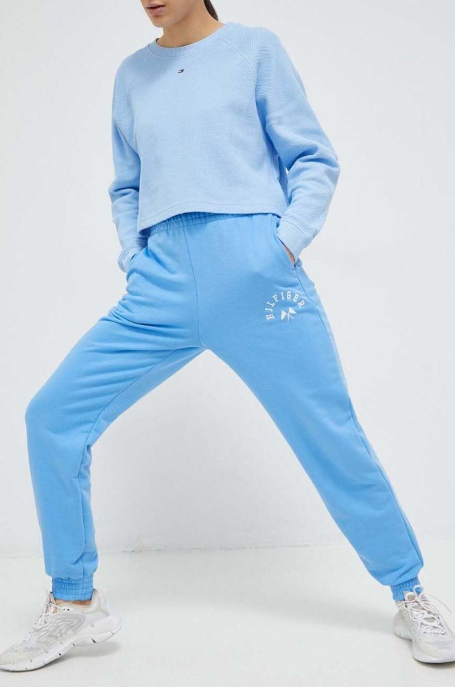Спортивні штани Tommy Hilfiger з аплікацією колір блакитний