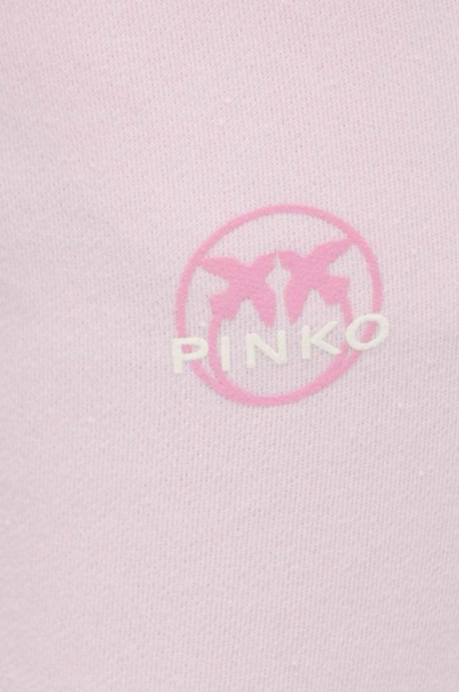 Бавовняні спортивні штани Pinko колір рожевий з принтом фото 4
