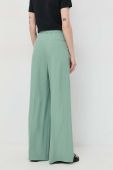 Штани BOSS жіночі колір зелений пряме висока посадка