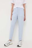 Штани BOSS жіночі фасон сигарети висока посадка колір блакитний (3241762)