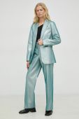 Штани Bruuns Bazaar Feverfew Eleza жіночі пряме висока посадка колір блакитний