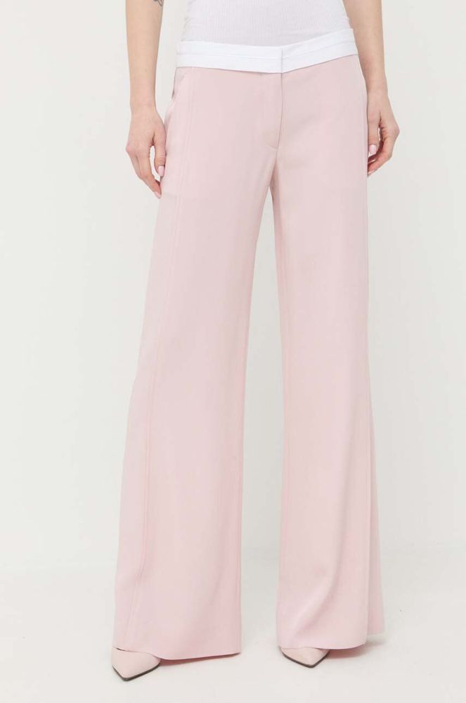 Штани Victoria Beckham жіночі колір рожевий широке середня посадка