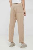 Штани з домішкою льону Tommy Hilfiger колір бежевий пряме висока посадка (3007628)