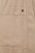 Штани з домішкою льону Tommy Hilfiger колір бежевий пряме висока посадка (3007628)